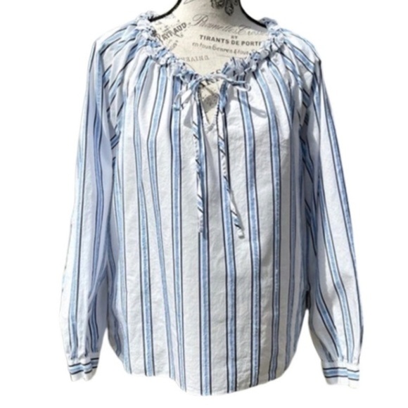 J. Crew Tie Front Vertical Stripes Cotton Blouse - Picture 1 of 15